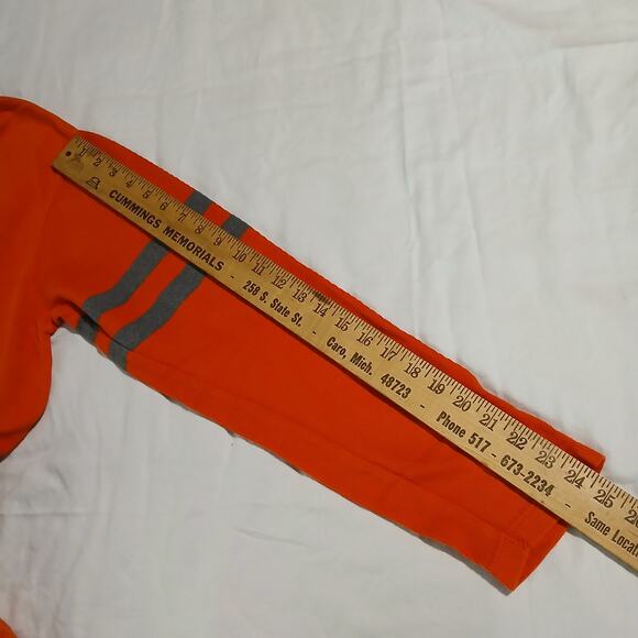 VTG Men's Chaps Ralph Lauren Medium Orange Grey Stripes Long-Sleeved Knit Shirt - Picture 11 of 12